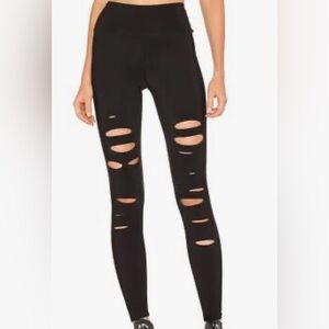 ALO Yoga Black Distressed Leggings